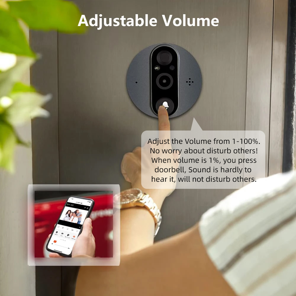 3MP WiFi Smart Tuya Peephole 5 - Smart Doorbell Wired のレビューと価格