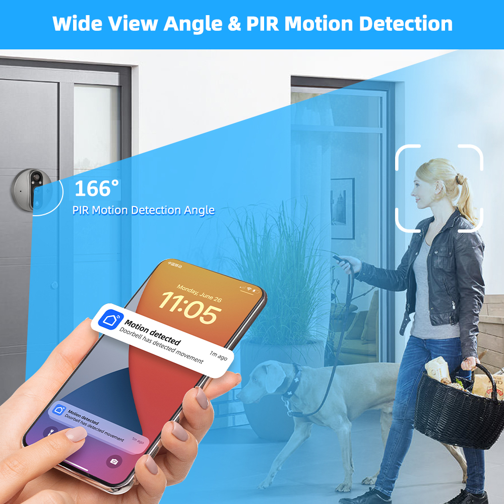 3MP WiFi Smart Tuya Peephole 5 - Smart Doorbell Wired のレビューと価格