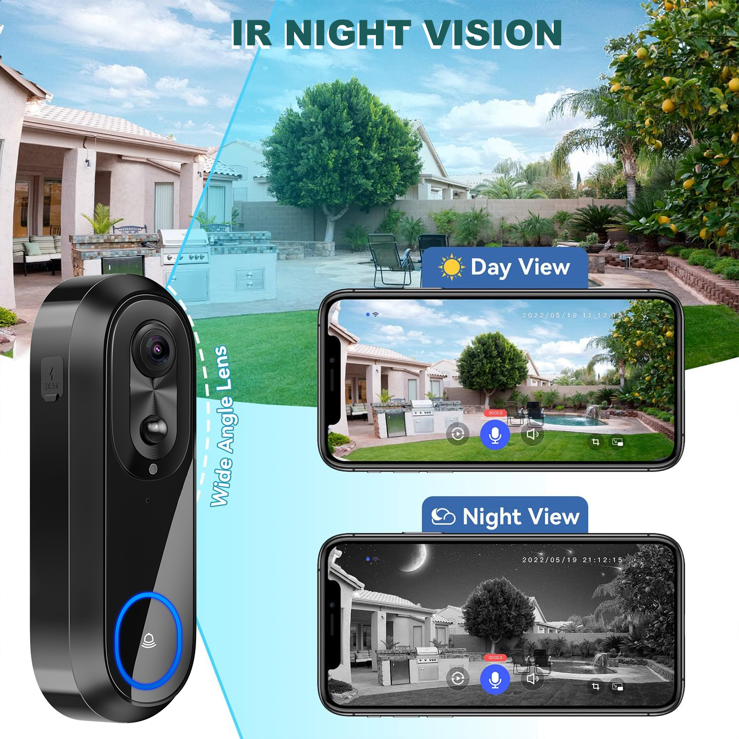 5G 2.4G WiFi Video Doorbell 10 - Smart Doorbell Wired のレビューと価格