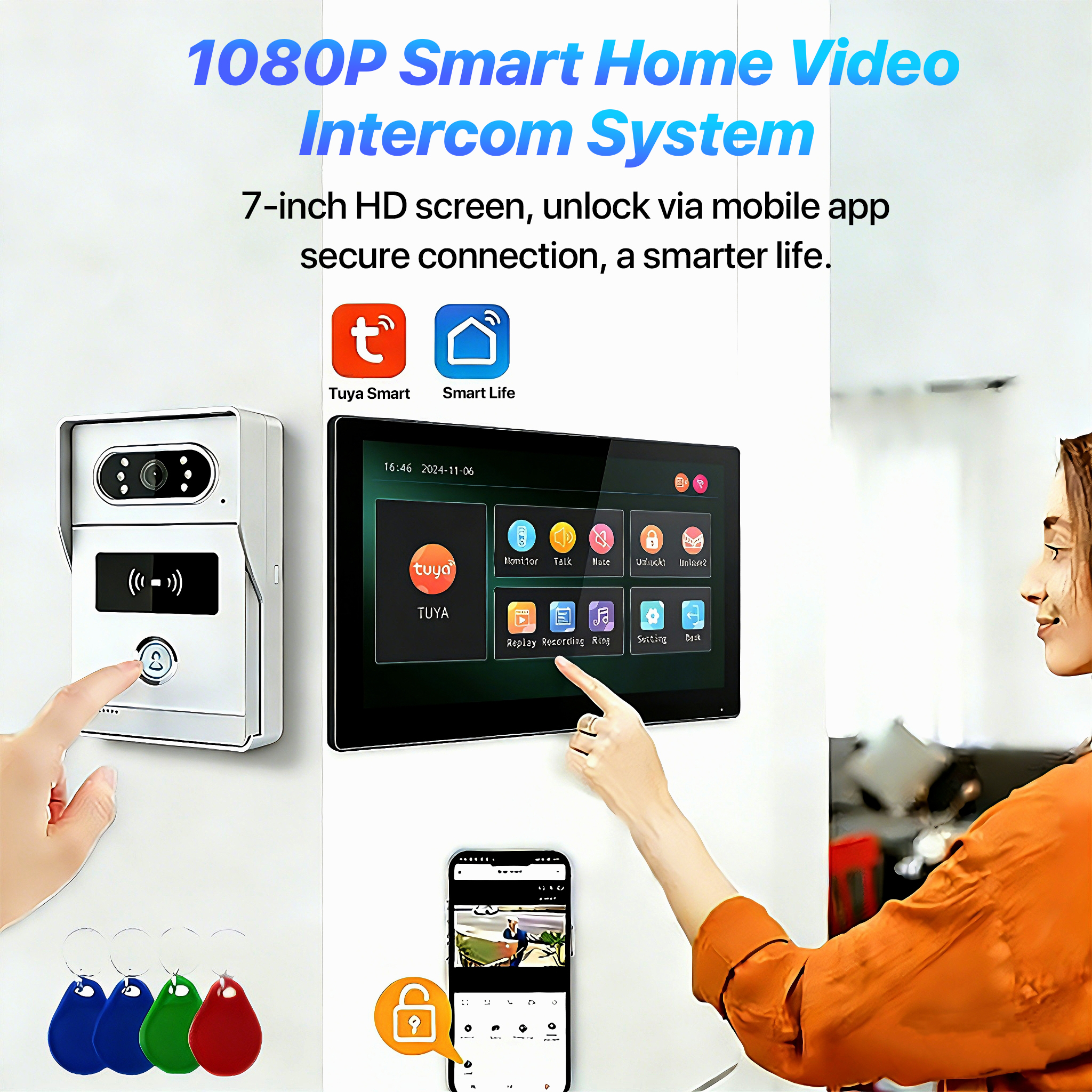 Tuya 7' Touch Screen Smart Vid - Smart Doorbell Wired のレビューと価格