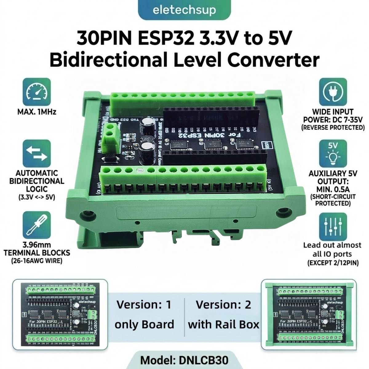ESP32 30P DIN Rail Adapter, 3. - Level Shifter 3.3V のレビューと価格
