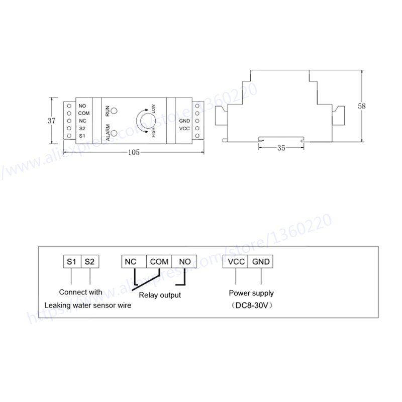 with 2m sensor wire 35mm Din l - Water Leak Detector Wired のレビューと価格