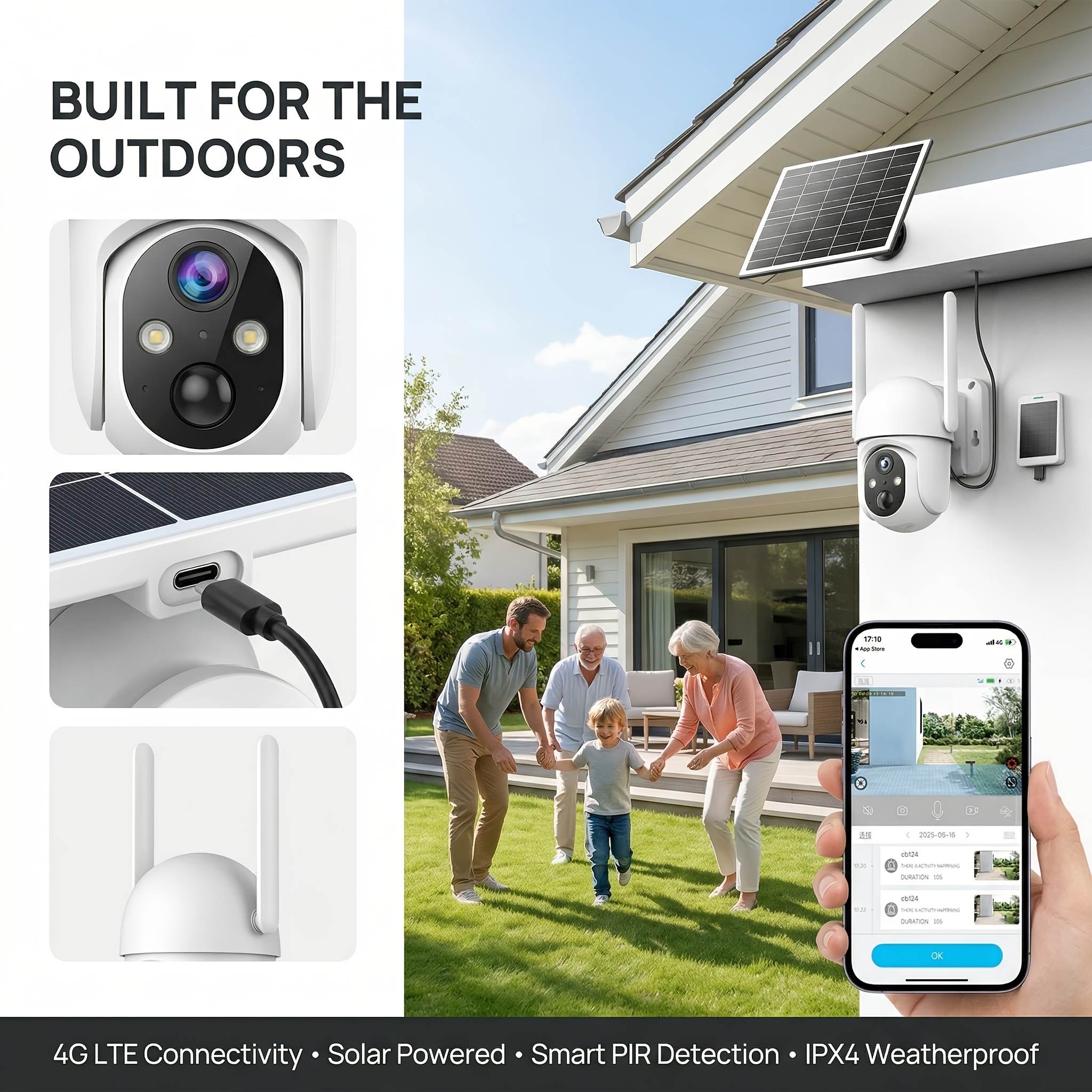 2-in-1 Solar Security Camera w - Motion Sensor Pir Wired のレビューと価格