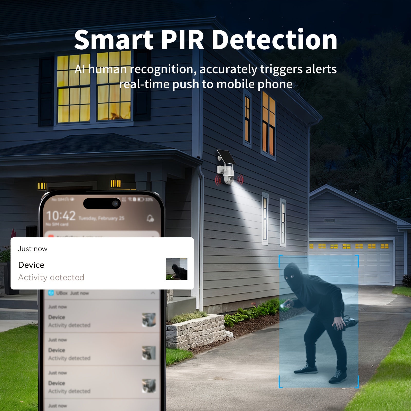2-in-1 Solar Security Camera w - Motion Sensor Pir Wired のレビューと価格