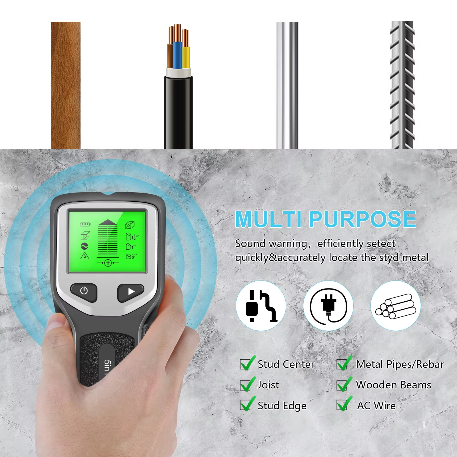 New 5-In-1 Wall Detector Handh - Water Leak Detector Wired のレビューと価格